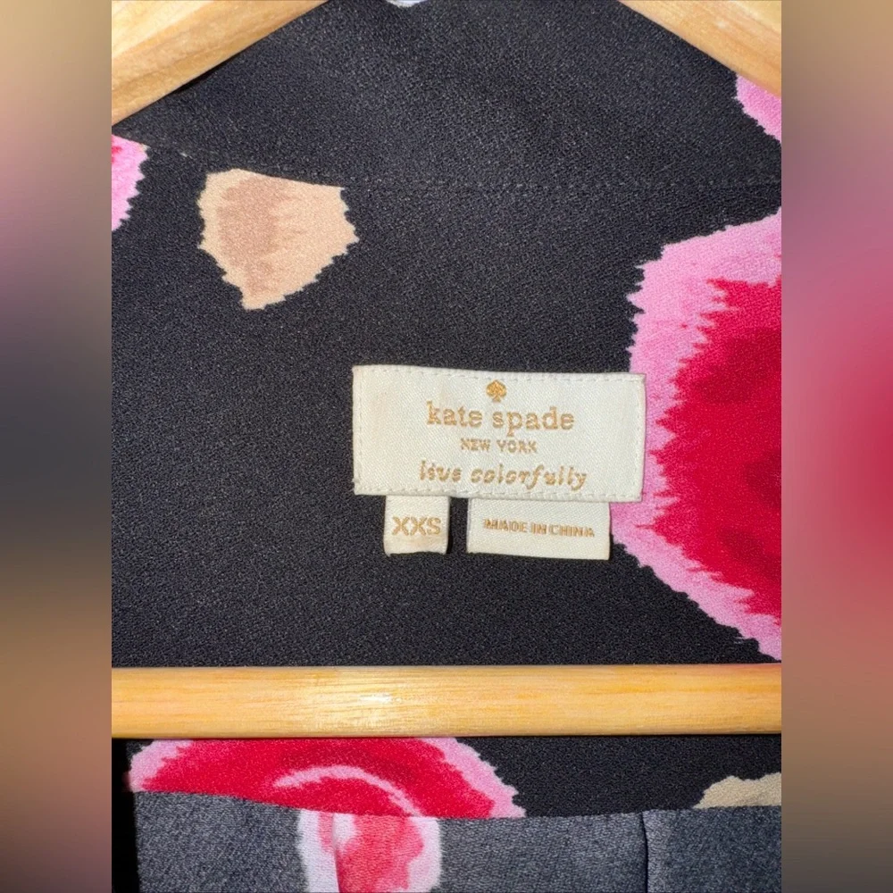 Kate Spade Button‎ Down Shirt Roses Hazy Crepe XXS